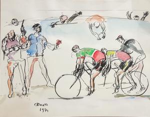 Nino Corrado Corazza  disegni - Ciclisti e cavallerizzi - 